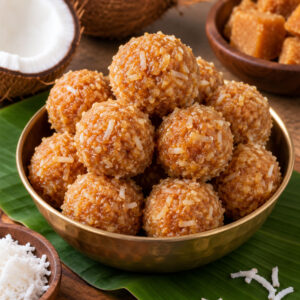 Coconut Jaggery Laddu, Coconut Laddu, Kobbari BellamLaddu, Kobbari Undalu