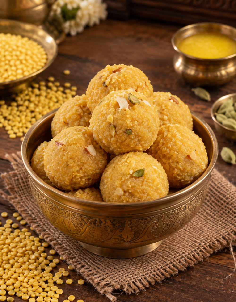 Moong Dal Laddu at aayees.com Moong Dal Laddu at aayees.com